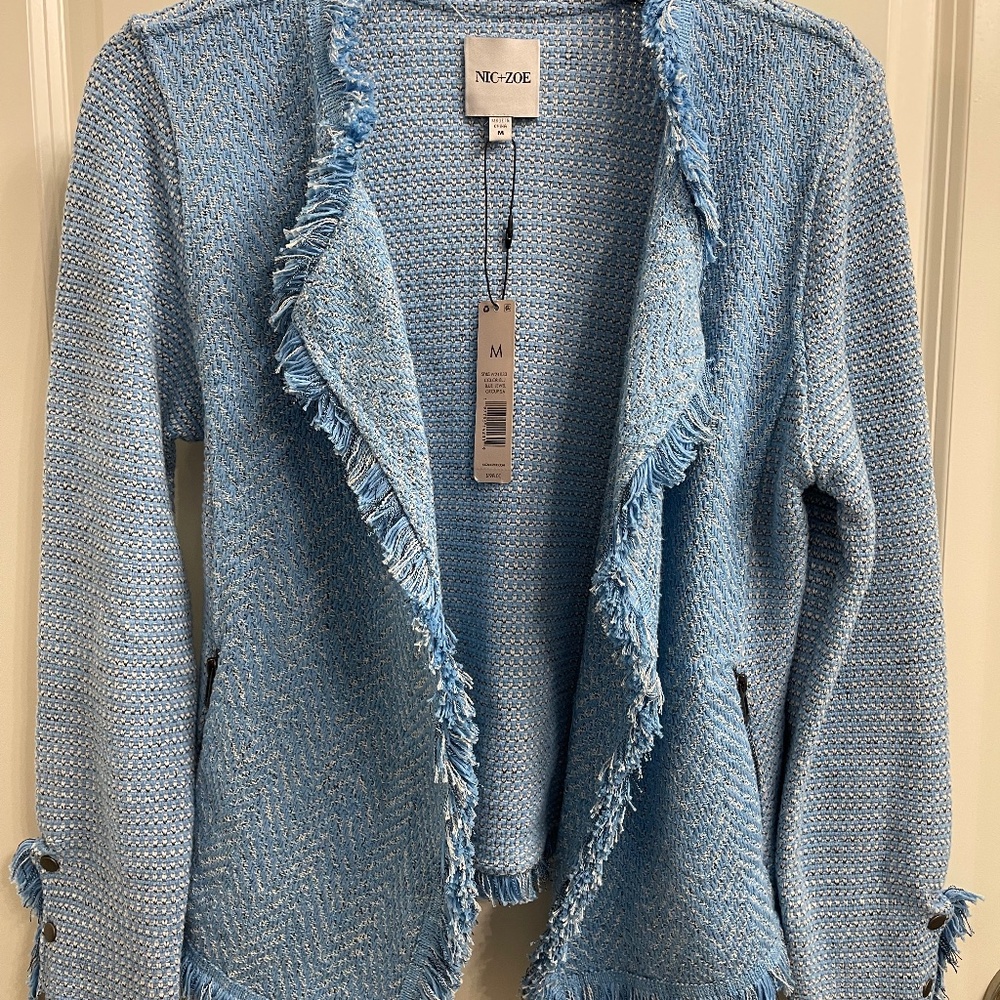 NIC AND ZOE FRINGE MIX OPEN FRONT JACKET